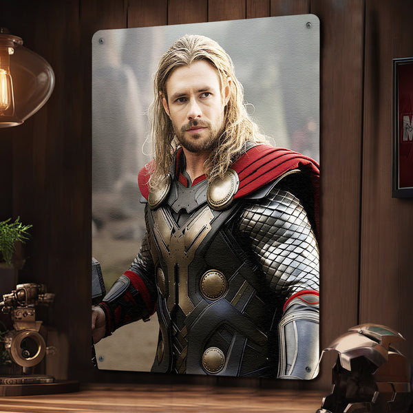 Personalized Face Thor Metal Poster Custom Photo Gifts for Him - customphototapestry