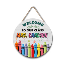 Custom Name Teacher Crayon Sign for Door, Teacher Welcome Gift - 