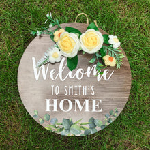 Welcome Door Sign Crocheted Flower Custom Text Front Door Decorations Unique Gifts