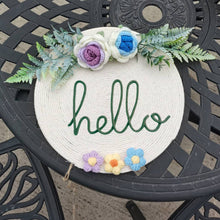 Welcome Door Sign Crocheted Flower Custom Text Yarn Front Door Decorations Unique Gifts