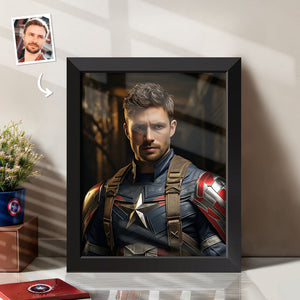 Custom Face Frame Captain America Personalized Portrait Home Decor Gifts for Him