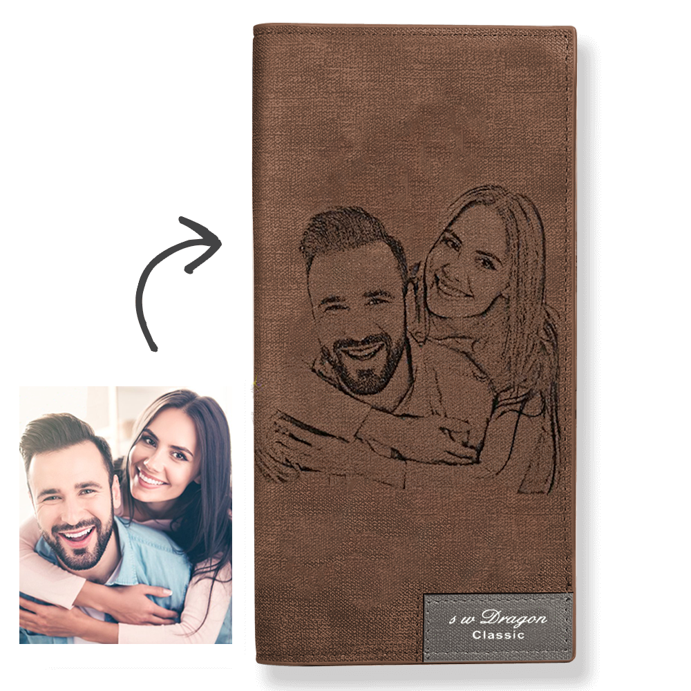 Father's Day Gift Custom Photo Wallet | Personalized Wallet | Couple Bifold Long Style Wallet