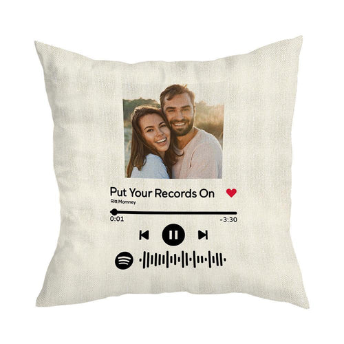 Scannable Custom Spotify Code Custom Photo Pillow Case Black Music Gifts
