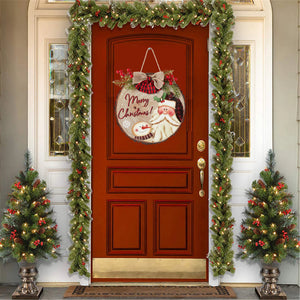 Christmas Welcome Sign for Front Door Wood Farmhouse Wreath Porch Decor Hanging Decoration Gifts