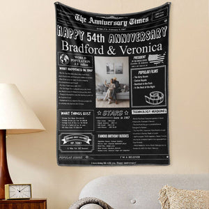 54th Anniversary Newspaper Tapestry Gifts Custom Photo Tapestry Gift Back In 1967 Gifts