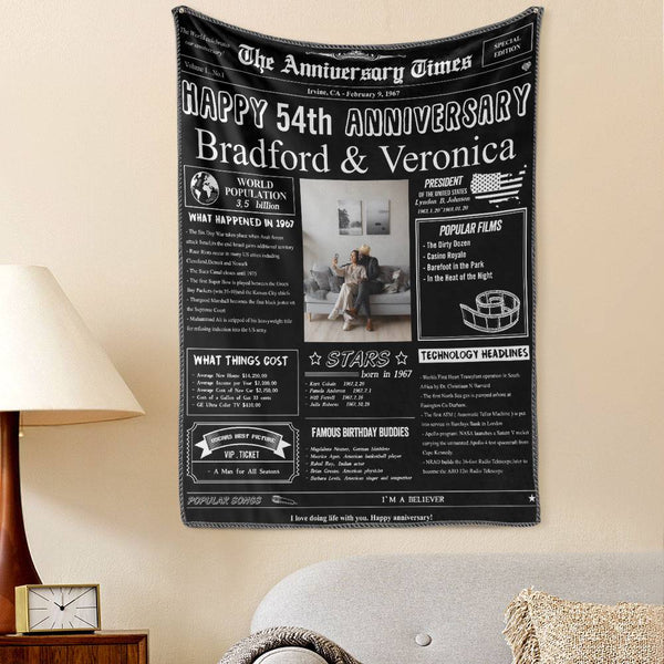 54th Anniversary Gifts 100 Years History News Custom Photo Tapestry Gift Back In 1967