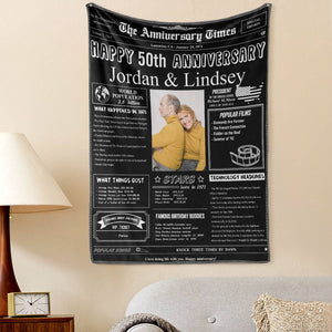 50th Anniversary Newspaper Tapestry Gifts Custom Photo Tapestry Gift Back In 1971 Gifts