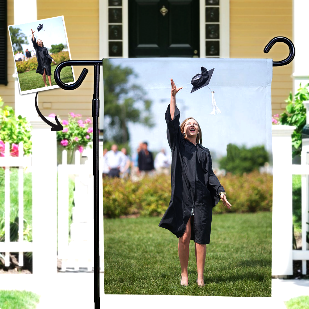 Gift for Friends Custom Graduation Photo Outdoor Garden Flag Family Courtyard Flag (12in x 18in)