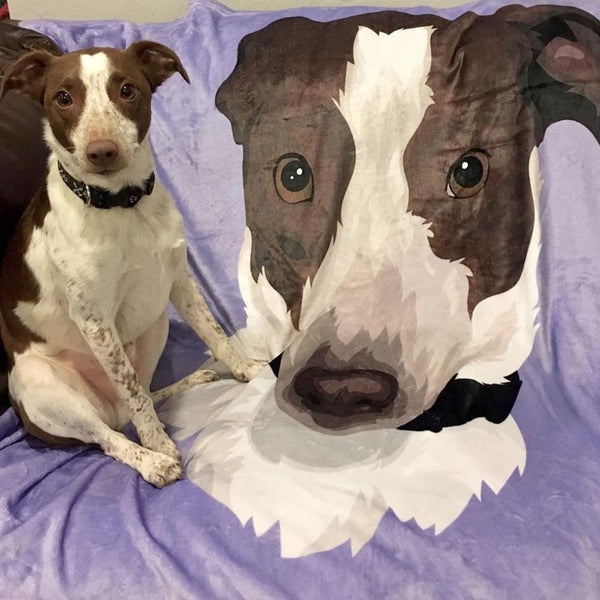 Custom Dog Blankets  For Christmas Gifts Personalized Pet Photo Blankets Painted Art Portrait Fleece Throw Blanket