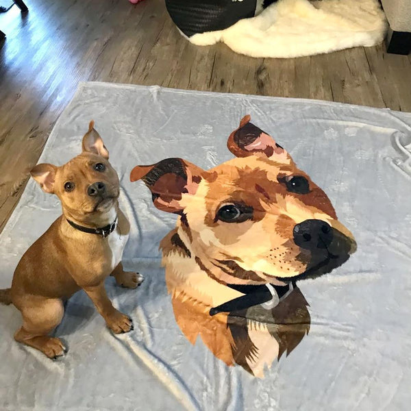 Custom Dog Blankets Personalized Pet Photo Blankets Painted Art Portrait Fleece Throw Blanket