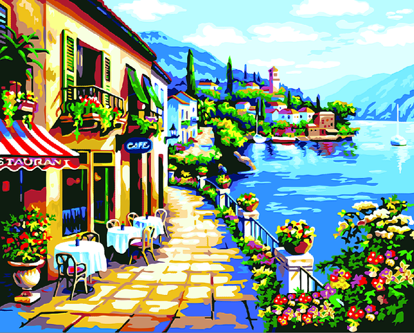 Landscape DIY Paint By Numbers Kits Seaside Alley DIY Paint By Numbers