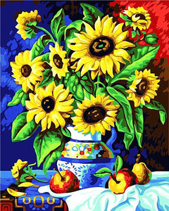 Sunflower vase DIY Paint By Numbers Kits UK Creative Wall Art DIY Handmade Gift Home Decor