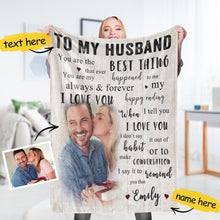 Custom Photo blanket With Couple Name Personalized Anniversary Gift -To My Husband