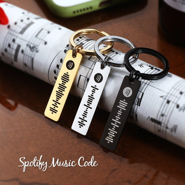 Personalized Gift Spotify Code Keychain Custom Engrave Stainless Steel Keychain