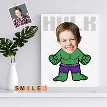 Custom Minime Face Photo Canvas Prints Wall Art Personalized Hulk Frame for Him