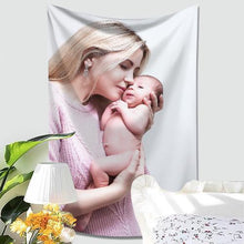Custom Mother and Daughter Photo Tapestry Short Plush Family Wall Decor Hanging Painting