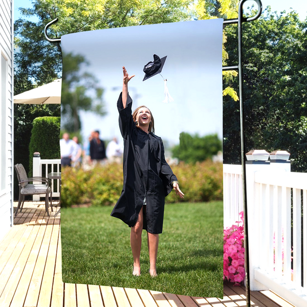 Gift for Friends Custom Graduation Photo Outdoor Garden Flag Family Courtyard Flag (12in x 18in)