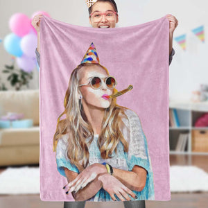 Birthday Gifts for Her Custom Painted Art Portrait Fleece Blanket Personalized Photo Blankets