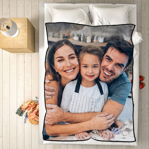 Personalized Fleece Blanket with Photo of Family
