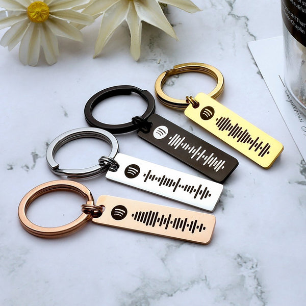 Custom Engrave Keychain Spotify Code Stainless Steel Keychain Personalized Gift