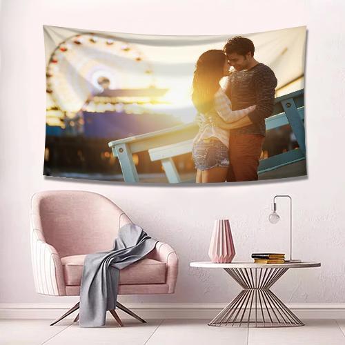 Custom Family Photo Tapestry Personalized Short Plush Wall Decor Hanging Painting Gift For Friend For Christmas Gift