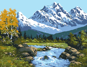 Mountain scenery DIY Paint By Numbers Kits Creative Wall Art DIY Handmade Gift Home Decor