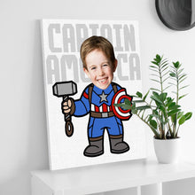 Custom Minime Face Photo Canvas Prints Wall Art Personalized Captain America Frame for Him