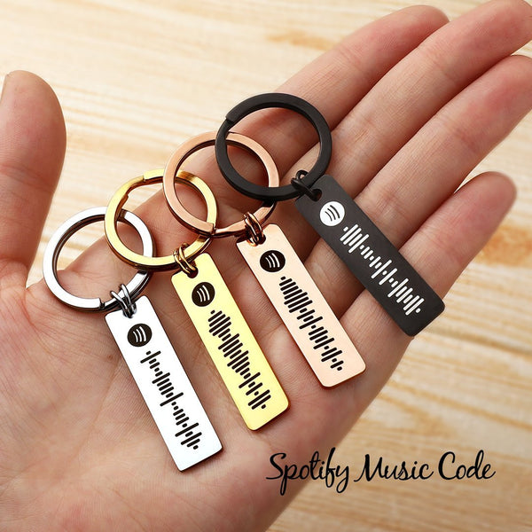 Spotify Code Stainless Steel Keychain Custom Engrave Keychain Best Father's Day Gift