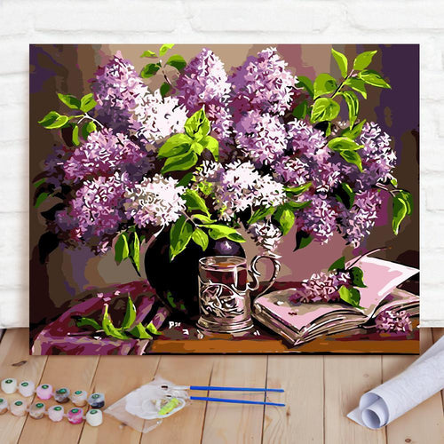 Custom Photo Painting Home Decor Wall Hanging-Purple Flower Painting DIY Paint By Numbers