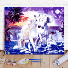 Custom Photo Painting Home Decor Wall Hanging-Two White Horses Painting DIY Paint By Numbers