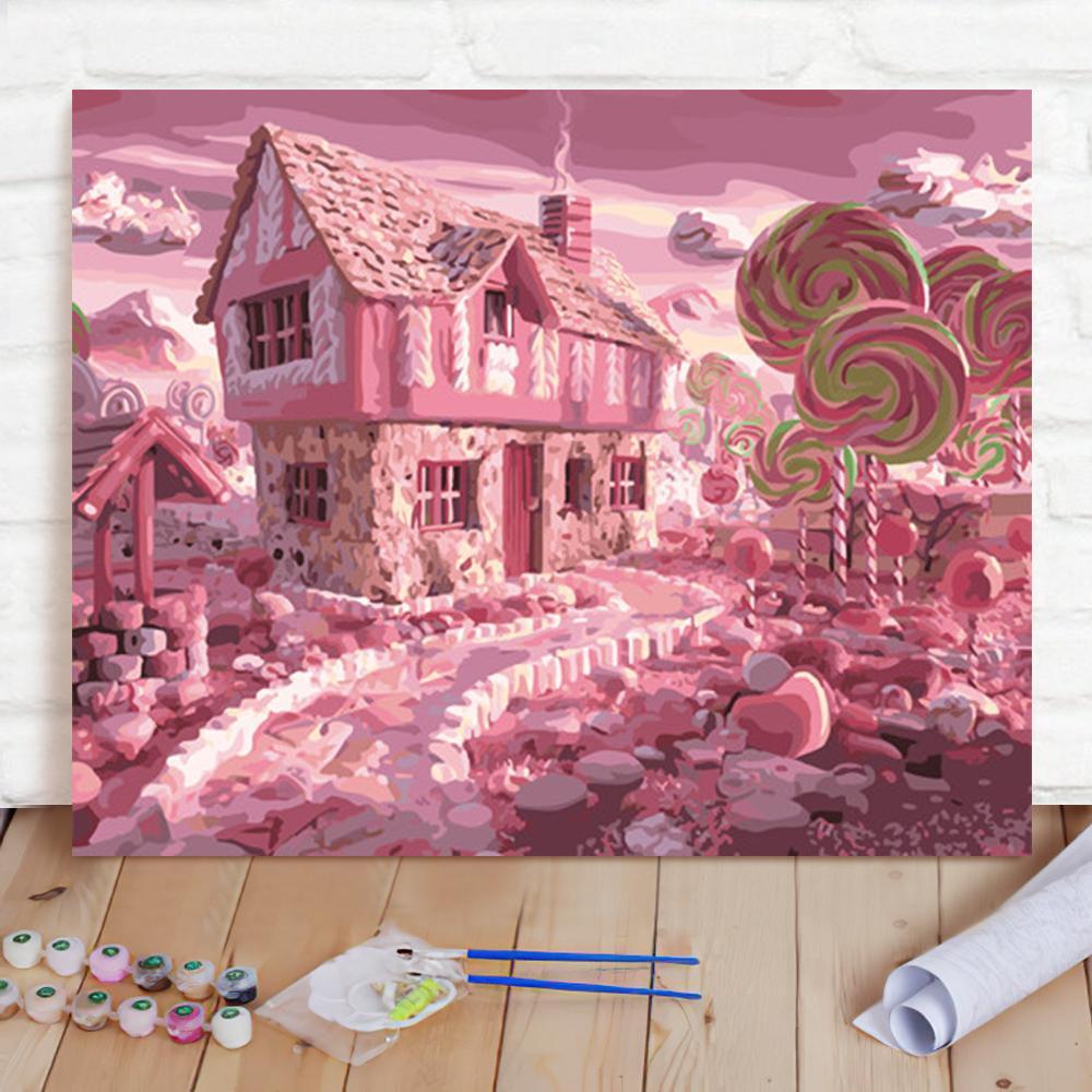 Custom Photo Painting Home Decor Wall Hanging-Candy House Painting DIY Paint By Numbers