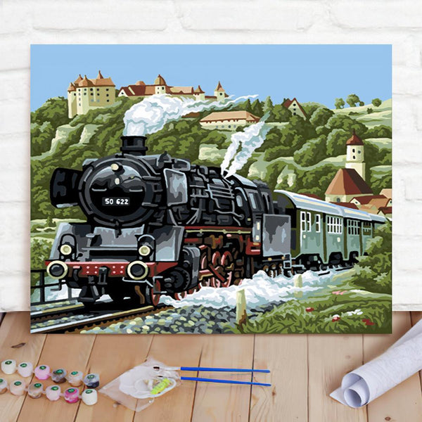 Custom Photo Painting Home Decor Wall Hanging-Steam locomotive Painting DIY Paint By Numbers