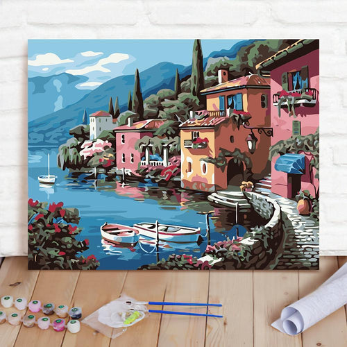 Custom Photo Painting Home Decor Wall Hanging-Seaside villa Painting DIY Paint By Numbers