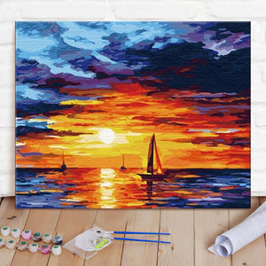 Custom Photo Painting Home Decor Wall Hanging-Sunset glow Painting DIY Paint By Numbers