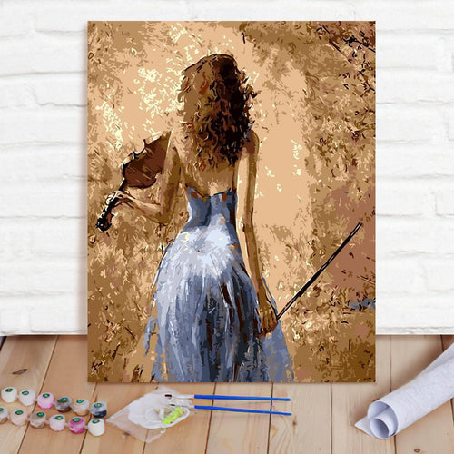 Custom Photo Painting Home Decor Wall Hanging-Violin Back View Painting DIY Paint By Numbers