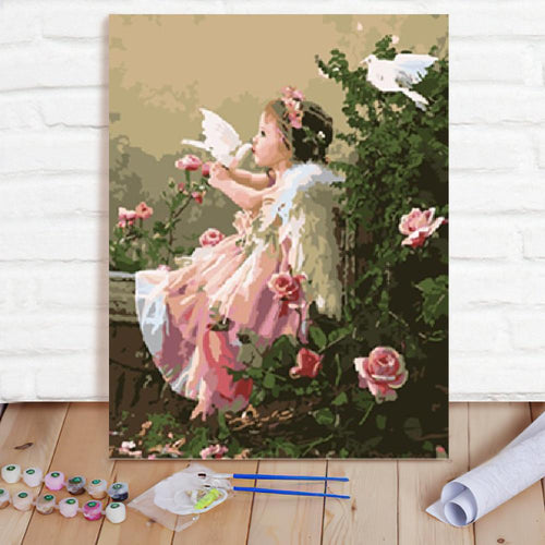 Custom Photo Painting Home Decor Wall Hanging-Angel And Dove Painting DIY Paint By Numbers