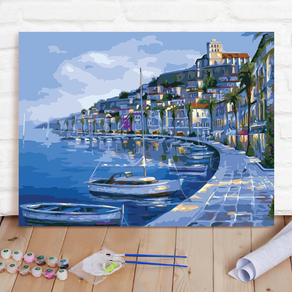 Custom Photo Painting Home Decor Wall Hanging-Blue Sea Painting DIY Paint By Numbers