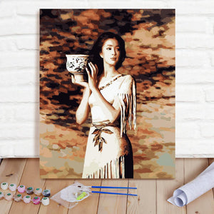 Custom Photo Painting Home Decor Wall Hanging-Girl Holding Ceramic PaintingDIY Paint By Numbers  DIY Paint By Numbers