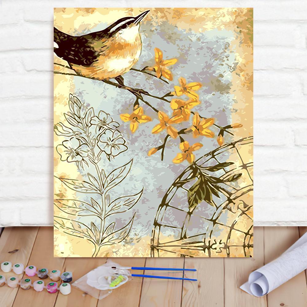 Custom Photo Painting Home Decor Wall Hanging-Birds And Flowers 2 PaintingDIY Paint By Numbers  DIY Paint By Numbers