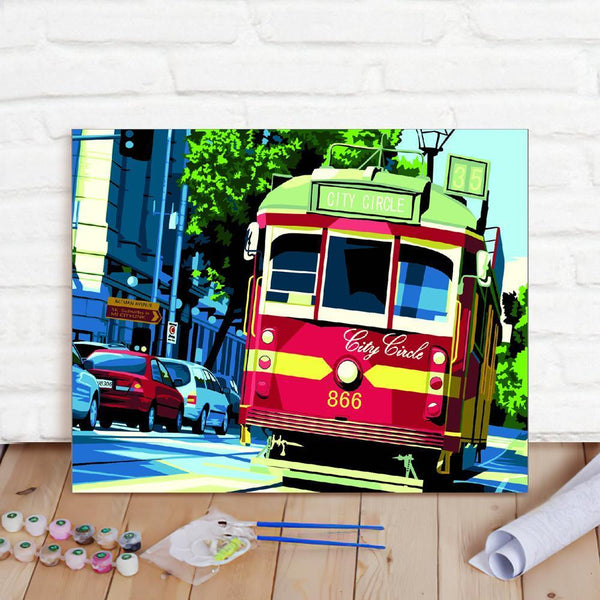 Custom Photo Painting Home Decor Wall Hanging-City Tram PaintingDIY Paint By Numbers  DIY Paint By Numbers
