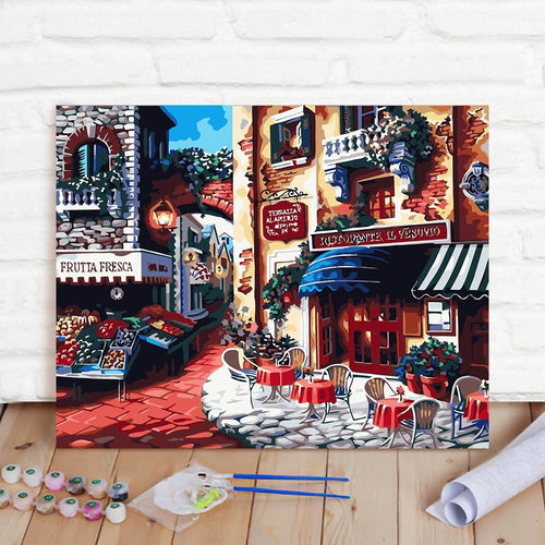 Custom Photo Painting Home Decor Wall Hanging-Early Morning In The Town PaintingDIY Paint By Numbers  DIY Paint By Numbers