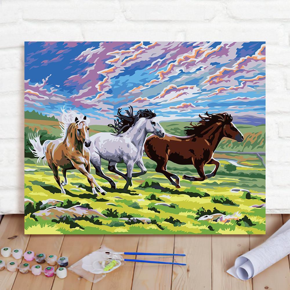 Custom Photo Painting Home Decor Wall Hanging-Prairie Running Horse PaintingDIY Paint By Numbers  DIY Paint By Numbers