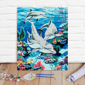 Custom Photo Painting Home Decor Wall Hanging-Baby Dolphin Painting DIY Paint By Numbers