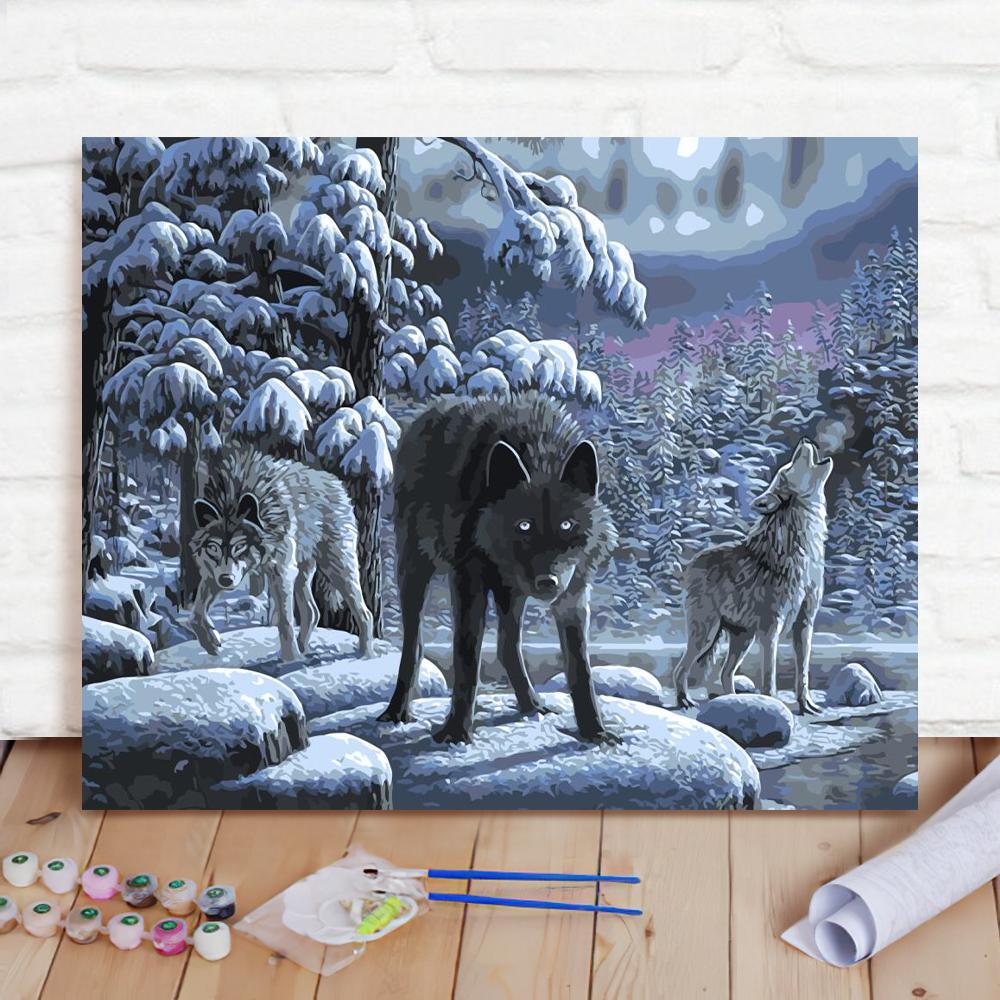 Custom Photo Painting Home Decor Wall Hanging-Snow Wolf Painting DIY Paint By Numbers