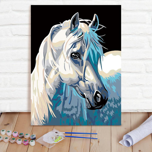 Custom Photo Painting Home Decor Wall Hanging-White Horse Painting DIY Paint By Numbers