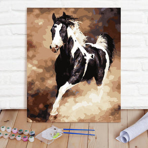 Custom Photo Painting Home Decor Wall Hanging-Black And White Horse Painting DIY Paint By Numbers