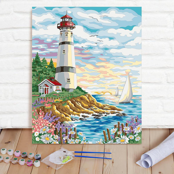 Custom Photo Painting Home Decor Wall Hanging-Lakeside Castle Painting DIY Paint By Numbers