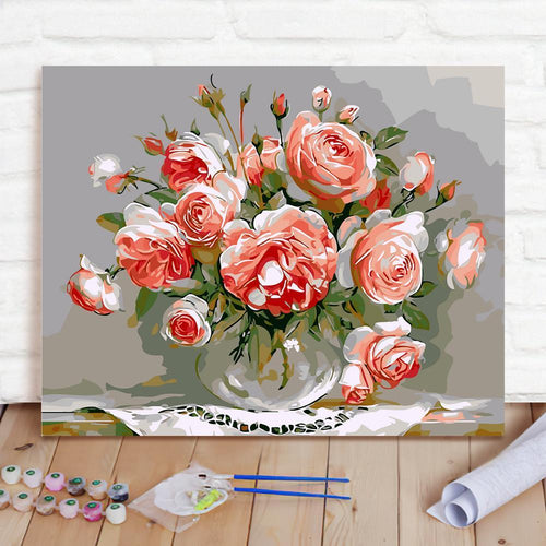 Custom Photo Painting Home Decor Wall Hanging-Peony Flower Painting DIY Paint By Numbers