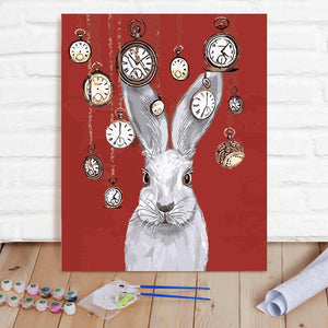 Custom Photo Painting Home Decor Wall Hanging-Time Bunny Painting DIY Paint By Numbers