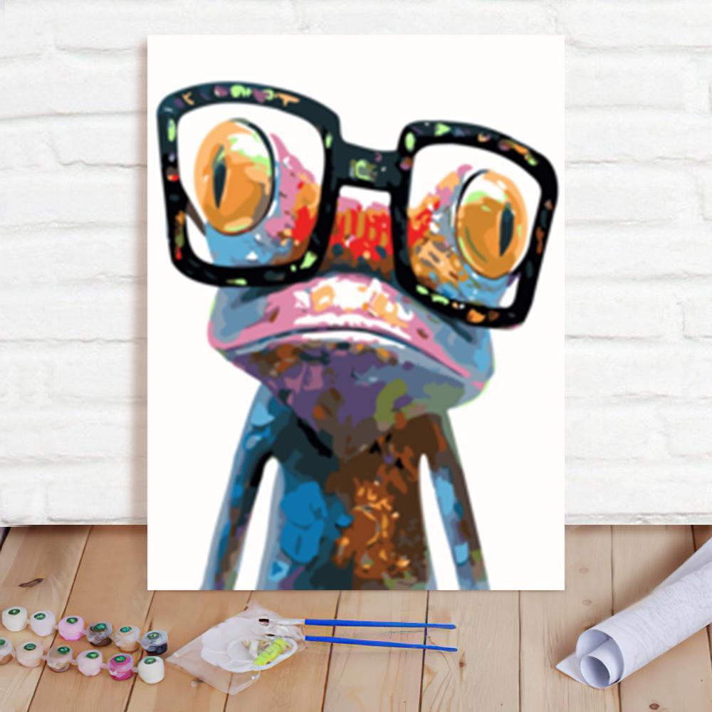 Custom Photo Painting Home Decor Wall Hanging-Frog With Glasses Painting DIY Paint By Numbers